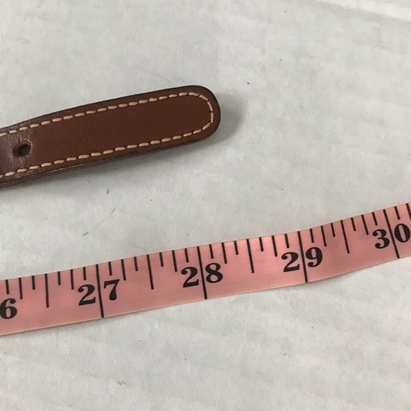 DOONEY & BOURKE Belt Leather & Canvas Navy with Green Stripe Vintage Sz 26 - Picture 10 of 14